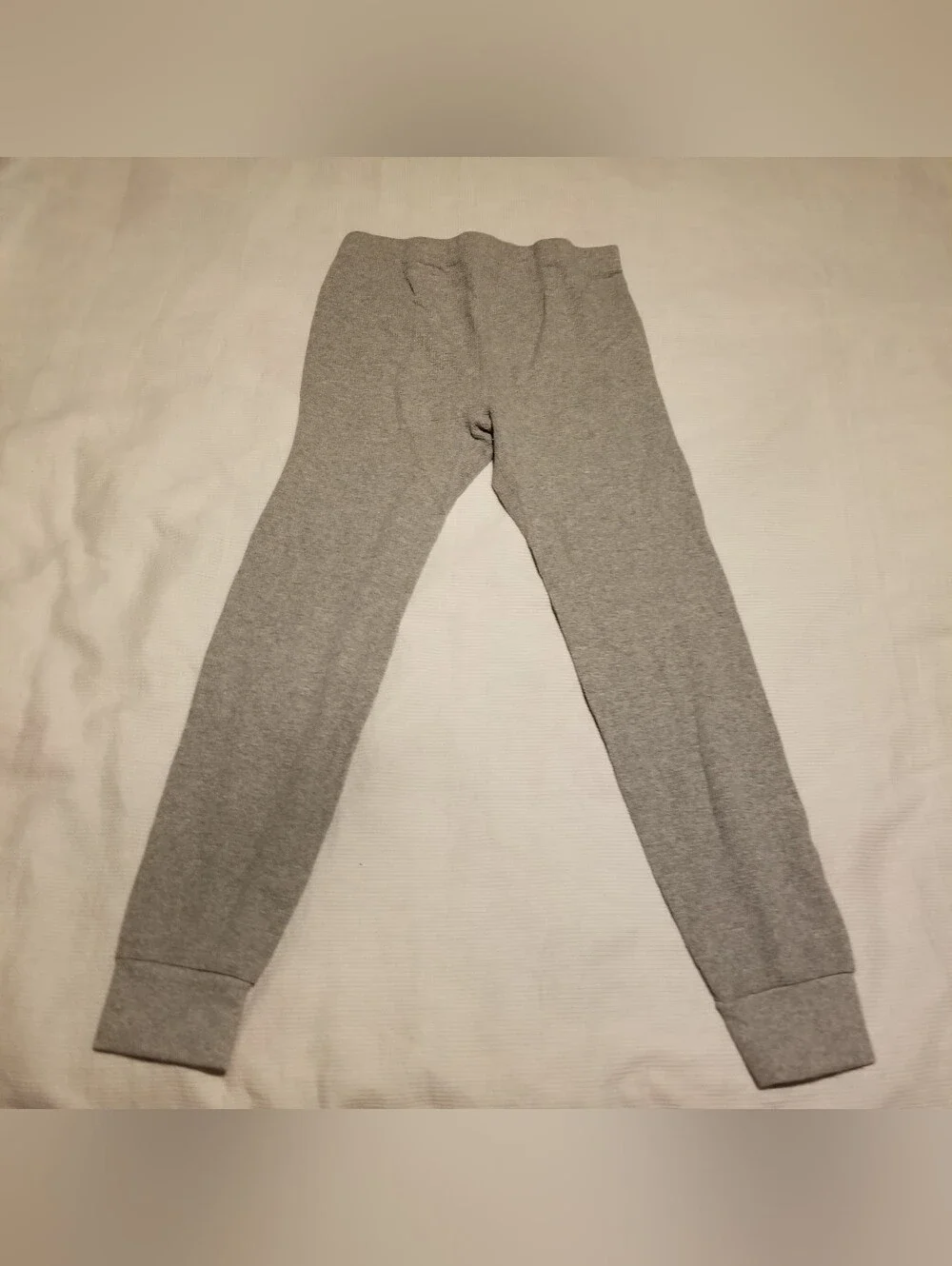 Athletic Works Large Gray Knit Stretch Leggings With Ribbed Texture & Cuffs